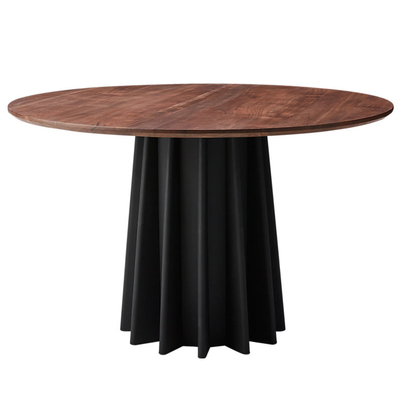 帕米格兰唯美古典北欧双色对比花型裙边白橡实木餐厅六人圆餐桌