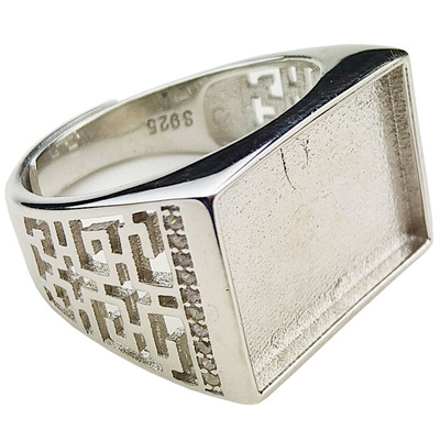 纯银大气蜜蜡镶嵌戒指托