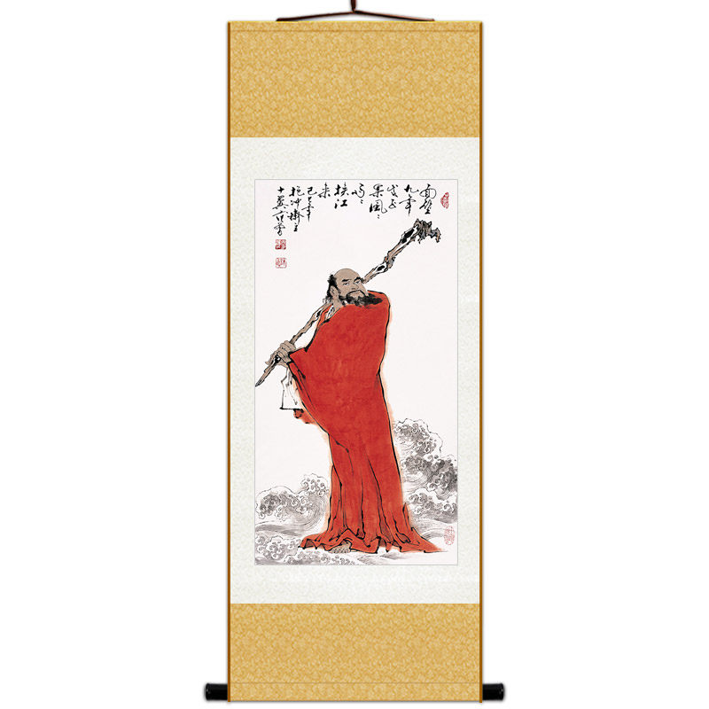 达摩祖师江图一苇书房丝绸画像