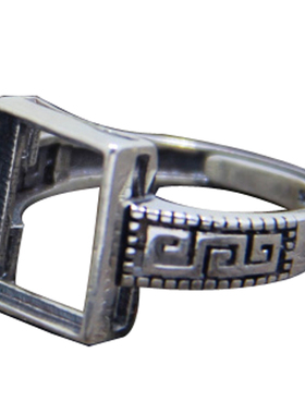 纯银戒指空托情侣方形