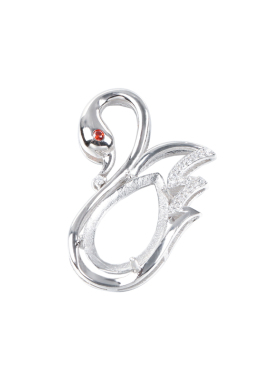 925纯银吊坠托 天鹅项链托 diy镶嵌蜜蜡琥珀玉石椭圆水滴状银托女