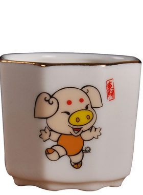 描金纯白色小号陶瓷喝酒功夫茶杯