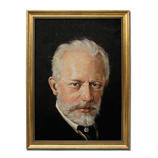 音乐家柴可夫斯基头像肖像画钢琴家油画竖版琴房装饰有框画可定做