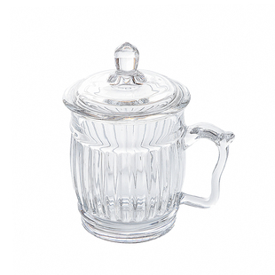 耐热玻璃杯带把家用泡茶杯 简约办公室水杯花茶杯透明玻璃茶杯子