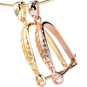 S925银平安扣夹扣配件吊坠扣子 蜜蜡琥珀扣翡翠玉石水晶银夹扣