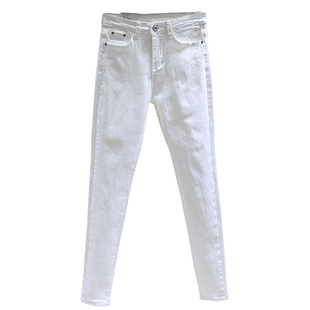 高腰九分牛仔裤女2025年新秋冬加绒显瘦白色修身紧身小脚铅笔裤子