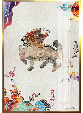 新中式风轻奢玄关背景墙三联画