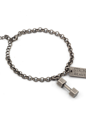 欧美风运动元素杠铃流苏情侣手链