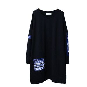 大码女装长袖T恤女春季200斤宽松贴布中长款字母体恤打底衫上衣冬