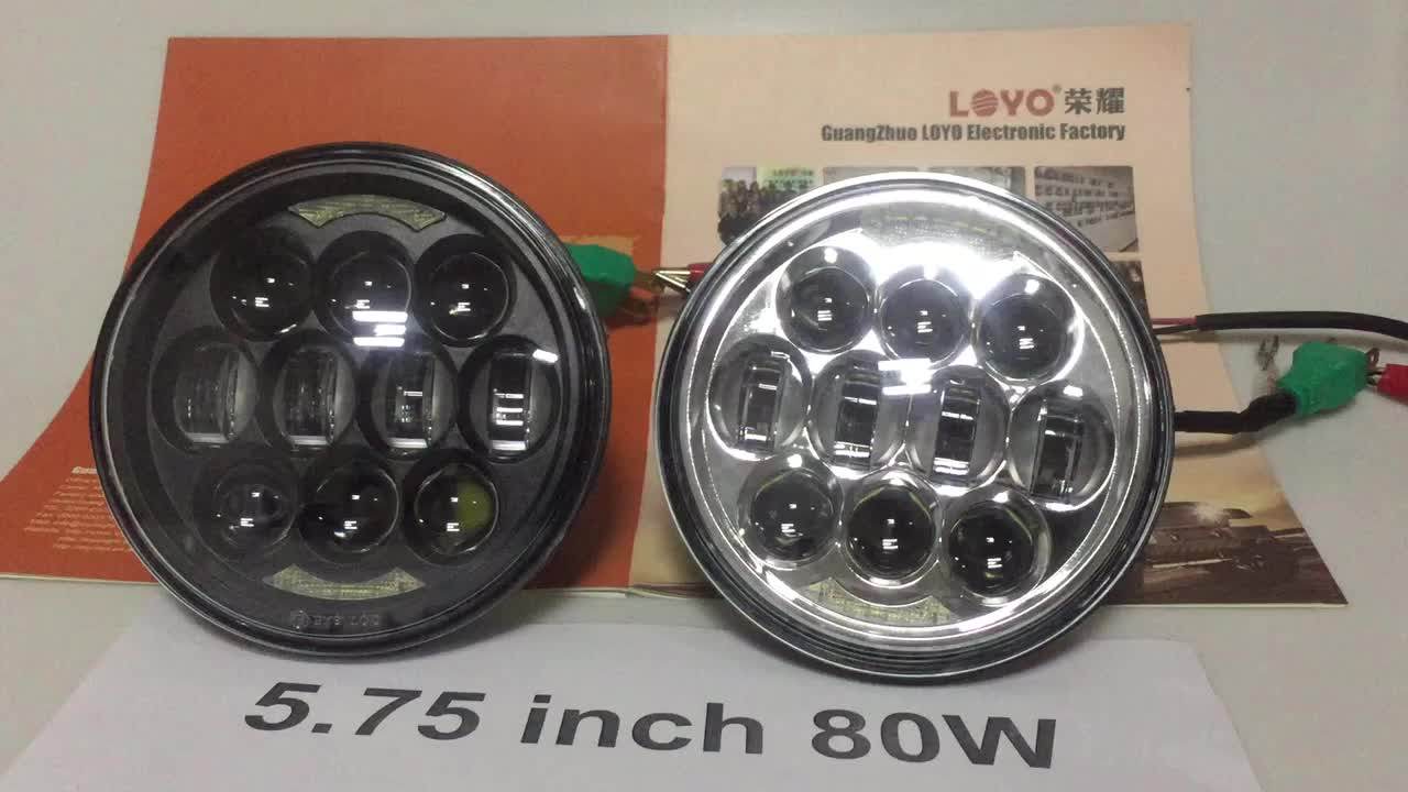 High Lumen Motorcycle Led Projector Headlights 5.75'' 80w Led Headlight