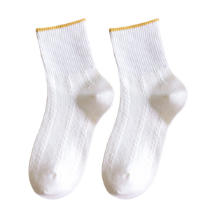 秋冬季新品女袜双针全棉中筒袜学院风女生运动袜子女小清新学生袜