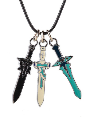 潮男桐人谷和三剑合金吊坠饰品