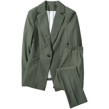 主持人女套装气质绿色西服工作服1