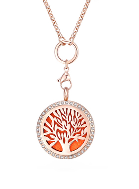 不锈钢生命之树香水吊坠项链