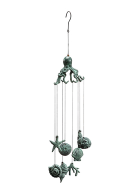 现 纽约下城公园进口海风阵阵章鱼哥和小喽啰海龟海马铸铁风铃