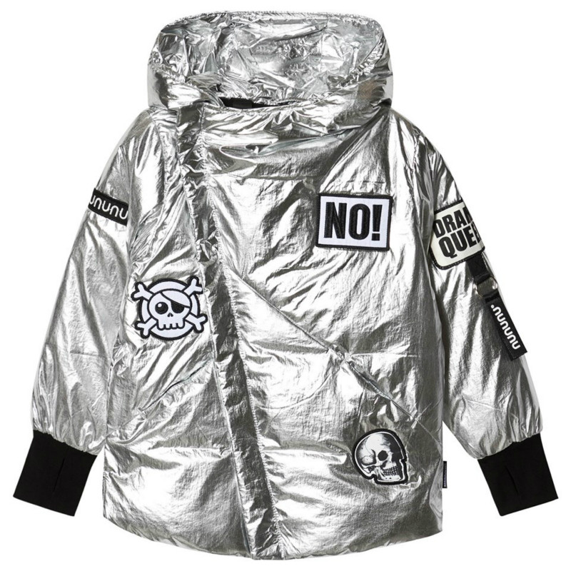 正品 NUNUNU秋冬新款 儿童时尚个性连帽保暖羽绒服 黑银零下5度