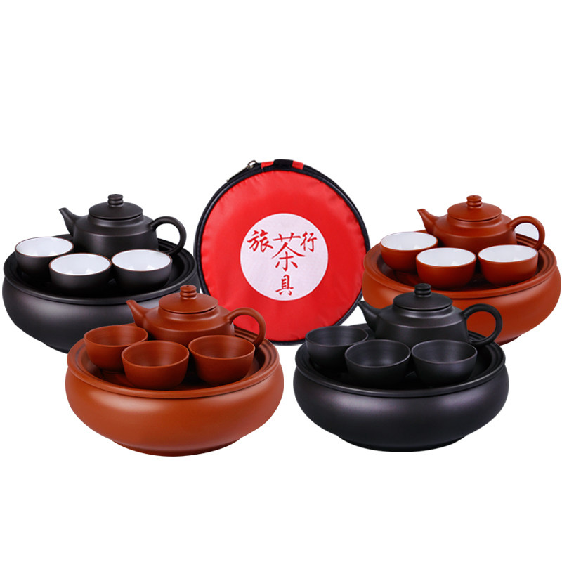 紫砂功夫茶壶包套装旅行便携茶具车载旅游茶具整套泡茶陶瓷小茶具