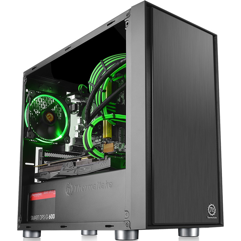 Tt启航者F1简洁风格240水冷matx主板台式电源侧透静音办公小机箱