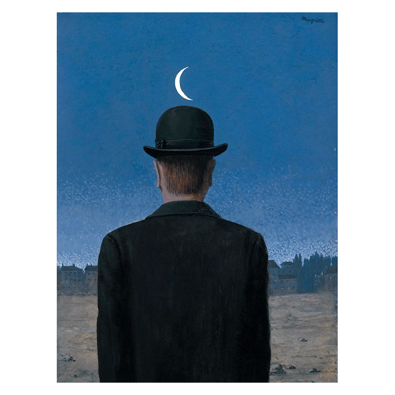 马格利特Magritte带圆顶硬礼帽的男人艺术挂画超现实主义装饰画