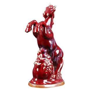 陶瓷器花瓶马到成功窑变红色钧瓷马办公室家居客厅装饰工艺品摆件