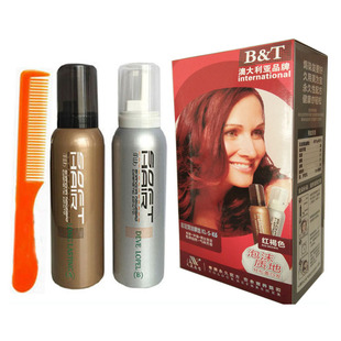 上海无氨泡泡染发剂久美为宝彩发焗油摩丝泡沫无刺激红褐色115g*2