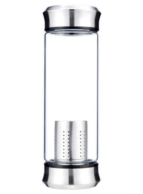 双头玻璃水杯带盖过滤玻璃水杯