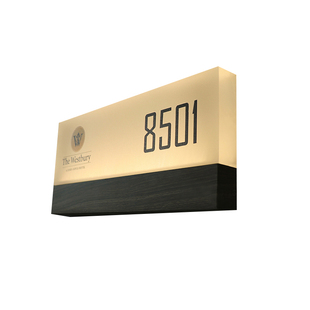 电竞酒店发光门牌灯宾馆实木磨砂水晶LED会所电子号码KTV标识订制