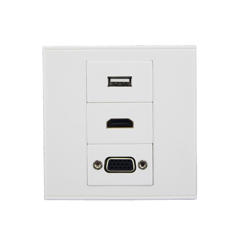 86型USB数据网络面板 直插式USB+VGA投影仪+HDMI高清电视插
