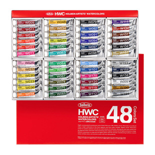 日本Holbein荷尔拜因HWC友风子水彩颜料30/48/60色/108色透明水彩简忠威24色透明水彩艺术家hb水彩