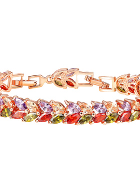 水晶手链女炫彩玫瑰金