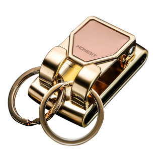 百诚穿皮带钥匙扣男腰挂双扣 简约汽车锁匙钥扣男士创意刻字个性