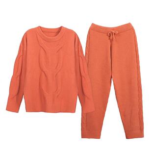 睡衣女秋冬季毛线绒保暖加绒加厚冬少女甜美时尚可外穿家居服套装