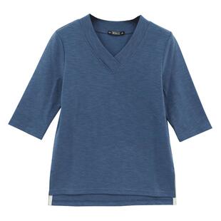 2026春季新款中袖t恤女大码胖MM中年妈妈七分袖v领上衣纯棉打底衫