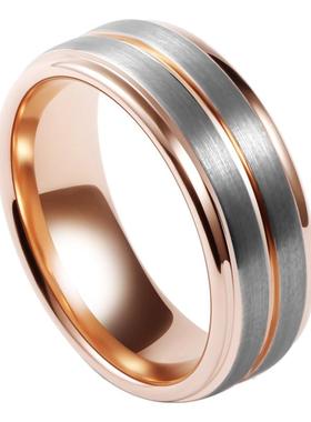 男士戒指钨金玫瑰金指环男潮日韩