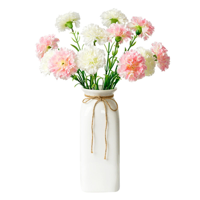 康乃馨仿真花束假花装饰花绢花客厅干花艺餐桌花摆设节日花束单支