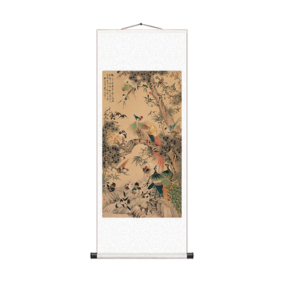 百鸟朝凤国画唐伯虎装饰画挂画