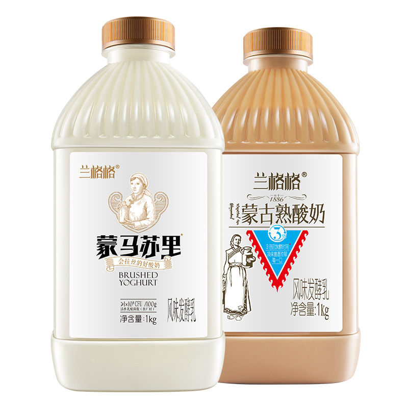 兰格格雪原蒙古风味熟酸奶蒙马苏里活菌发酵组合1kgx2桶