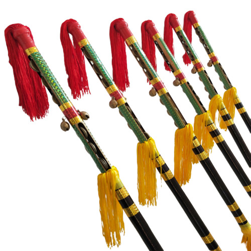 钱杆花棍带铃铛九子鞭莲湘棒打连响金钱棍霸王鞭铜钱广场舞道具