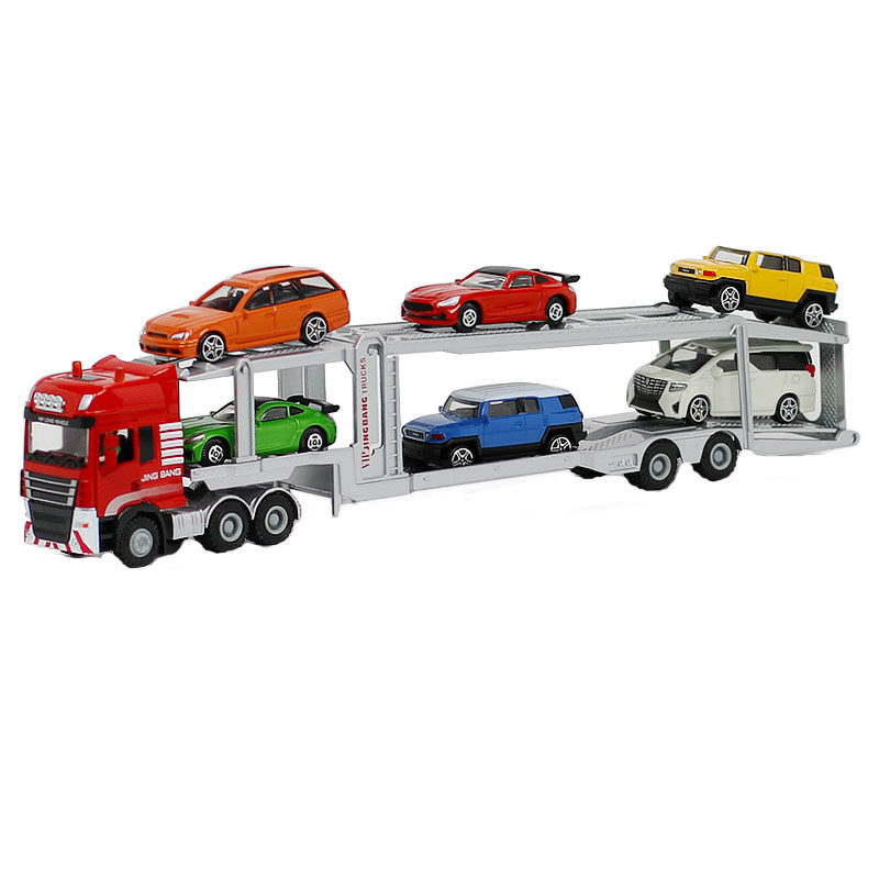 汽车运输车合金车模型仿真金属双层车轿车运输物流半挂车模玩具车