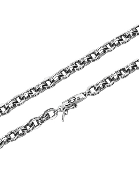 S925纯银项链骨节链男女情侣款哥特字母链百搭韩版泰银毛衣链长链