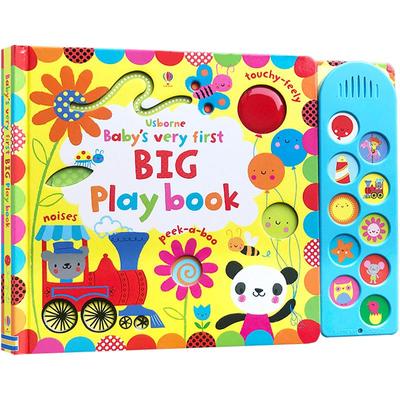 英文原版 Baby's Very First Big Playbook 宝宝启蒙发声触摸翻翻洞洞书精装纸板书 0-3-6岁Usborne出版锻炼宝宝肢体协调能力