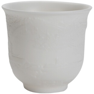 德化陶瓷清明上河图浮雕白瓷茶杯主人杯单杯中式纯色品茗杯个人杯