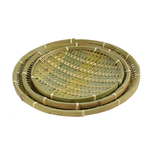 竹编水果盘三角桌面收纳竹篮子竹架子小竹盘托盘零食糕点盘馒头筐