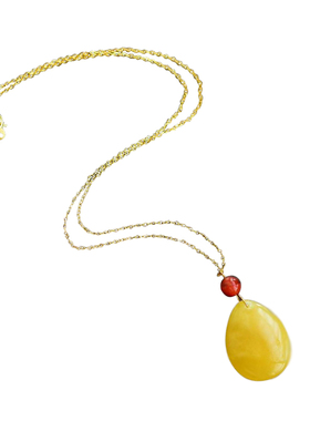 正品纯天然保真蜜蜡水滴形金色