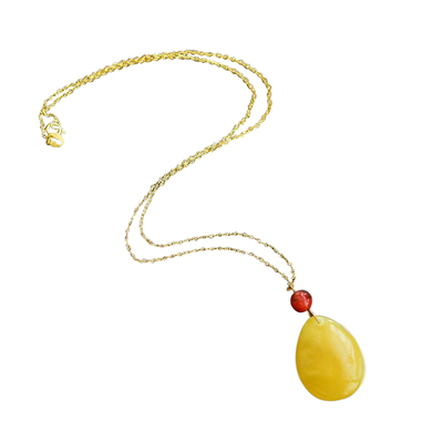 正品纯天然保真蜜蜡水滴形金色