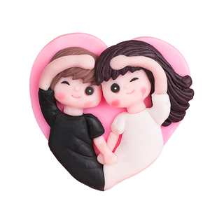 情人节烘焙蛋糕装饰粉色比心情侣软陶插件520表白爱心气球插牌