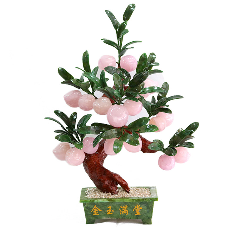 原色桃子电视柜家居装饰玉石盆景