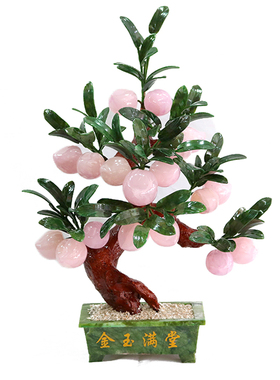 原色桃子电视柜家居装饰玉石盆景