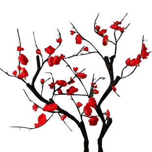 中式仿真花/假花梅花枝桃花枝树绢花客厅装饰花瓶插干花花艺摆件