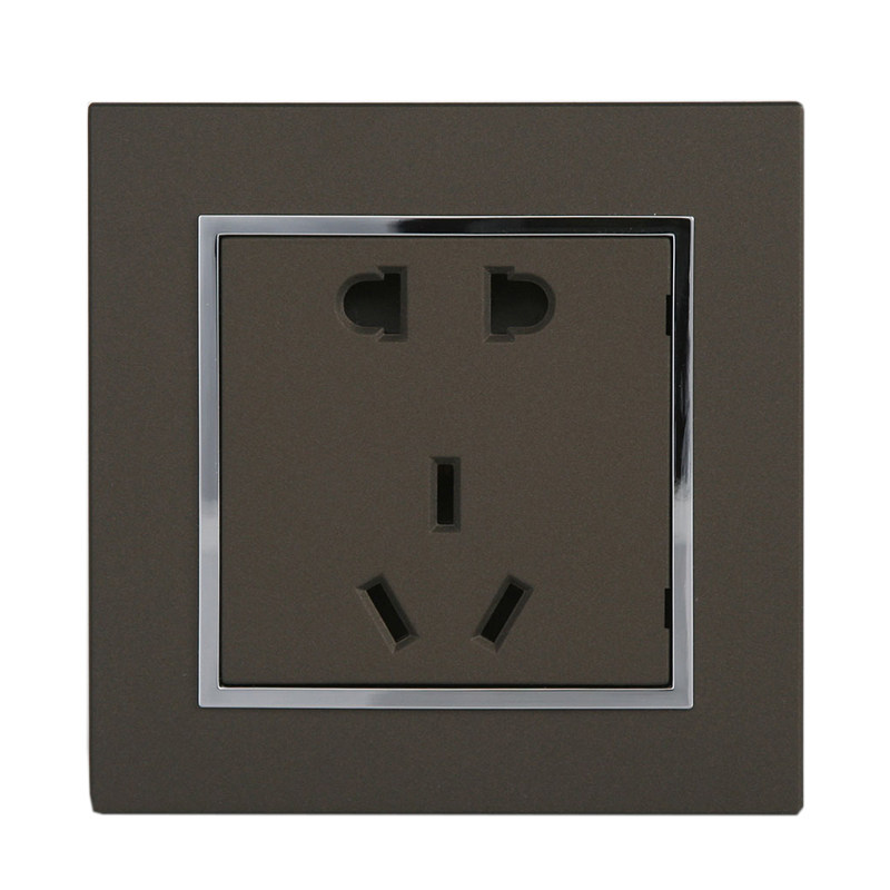 天基电气德祺系列86型墙面开关插座面板正品 五孔双控电脑哑黑色